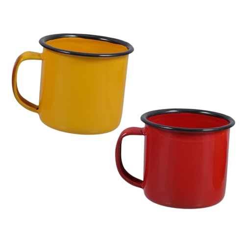 ABOOFAN 2 Stück Emaille Becher Kaffee Tassen Kleine Wasserbecher Mehrfarbig Hitzebeständig Glatt Für Zuhause Büro