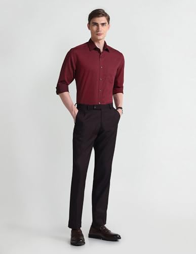 Image of Arrow Men Slim fit Cotton Heathered Long Sleeves Cutaway Collar Shirt