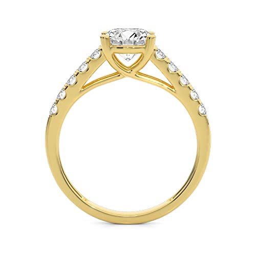 Buy Jewels 10k Soild Gold Round Moissanite Engagement Ring For Women 1ct DEW G-H Color VVS1 Quality (Yellow Gold, 7.5)3