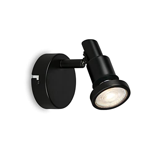 BRILONER- Applique LED salle de bain, ajustable, LED lampe murale salle de bain, IP44, couleur de lumière blanc chaud, GU10, noir, 80x106