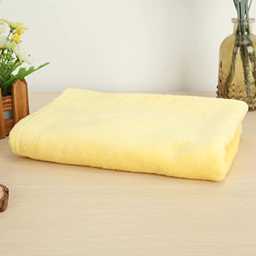 Remorui Solid Color Thickened Warm Flannel Blanket Sofa Bedroom Throw Rug Fluffy Warm Soft Flannel Blanket Yellow 50X70Cm #TOP1