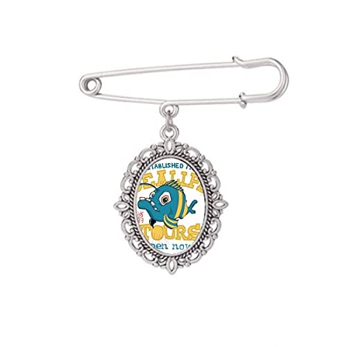 Broche poisson bleu jaune pour illuminer votre châle lors des soirées d'été