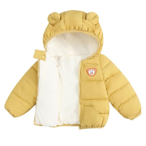 Kids Puffer Jacket Fleece Lined Bear Ears Hooded Heavyweight Sherpa Girls Winter Coat Zip Up Long Sleeve Down Jackets