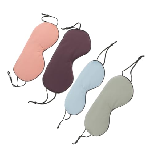 POPETPOP 4個 スリープ 眠りの目隠し しなやかな睡眠目隠し 遮光アイシェード アイプロテクター アイカバー 伸縮性のあるアイ ミルクシルク