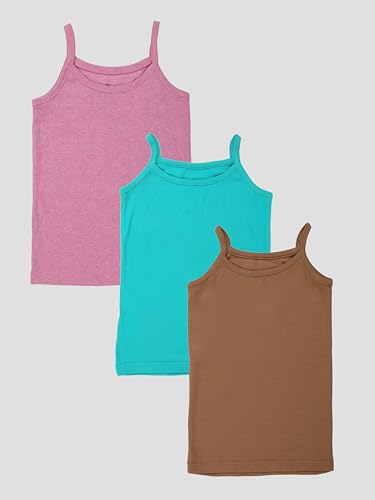 Image of KiddoPanti Girls 100% Cotton Rib Solid Camisole Tank Top Pack of 3