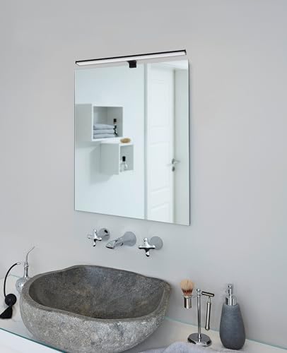EGLO LED Spiegelleuchte Pandella 2, Spiegellampe zum Aufstecken, Badezimmer Lampe aus Aluminium und Kunststoff in Schwarz, Weiß, Feuchtraumleuchte neutralweiß, IP44, L 60 cm