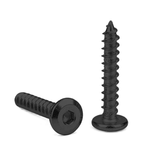 Rely®⇒VP INDUSTRIES (Pcs-25) M5.5x50 mm Allen JCB Head Self-Tapping Screw – Black Zinc Flat Head Furniture Bolt for Wood Boards, Cabinets, Cupboards & Chairs