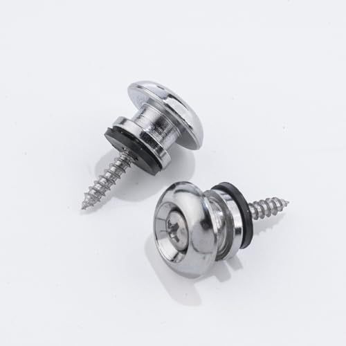 DIAO79NI 2 Pieces Mushrooms Head Guitar Strap Buttons Strap Locks (Chrome)
