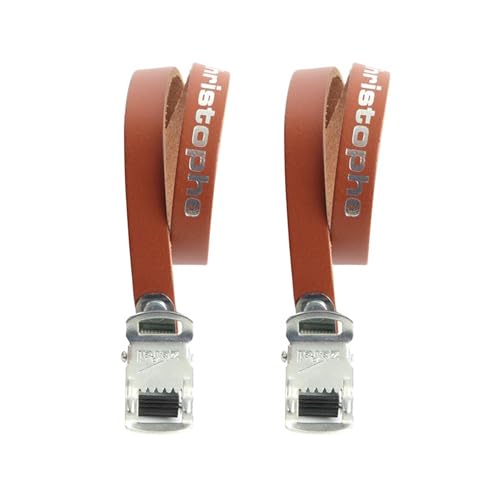 ZEFAL Christophe 516-Lot de 2 vélo-Cuir Courroie de cale-Pied Cyclisme, Marron (foncé), Taille Unique