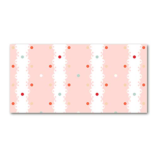 Fond de hotte en verre Tulup 100x50cm, crédence de cuisine rose à points colorés