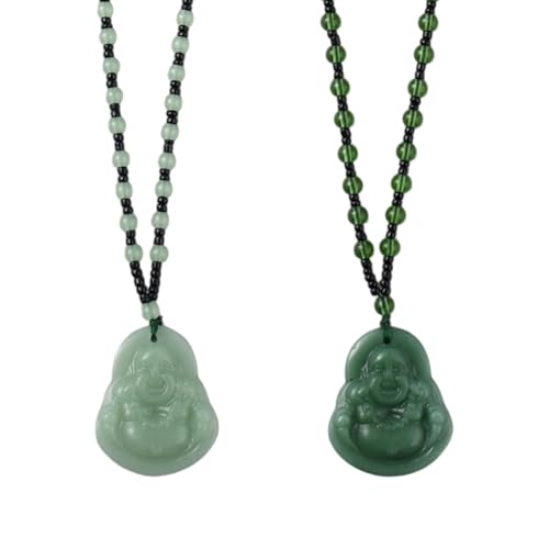 HOBBIESAY Lot de 2 colliers avec pendentif Bouddha Maitreya - 2 couleurs - Bouddha rieur - Collier...