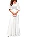 DRESSTELLS Abendkleider Damen Kleid Hochzeit Festlich Chiffon Cape Ärmel Brautkleid Standesamt Weiß Bodenlang Sommerkleid Große Größen V-Ausschnitt Elegantes Partykleid White 3XL