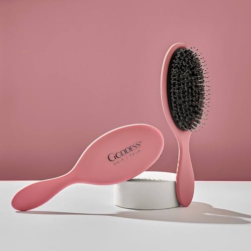 Cepillo redondo anti frizz para uso desenredante de pelo con cerdas naturales Rosa pelo antitirones y especial antienredos y rotura de tu cabello puedes utilizarlo para el secado de tu pelo