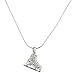 Lux Accessories Kids Girls Pink & Silvertone Two Sided Skating Pave Ice Skate Pendant Necklace