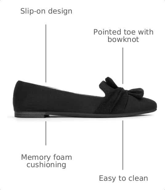 Image of MUSSHOE Comfortable Office Flats for Women: Pointed Toe Work Shoes with Memory Foam - Dressy Business Casual Slip On Flats for Commute & All Day Wear