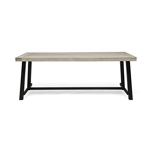 79" Gray And Black Contemporary Rectangular Outdoor Dining Table #TOP2