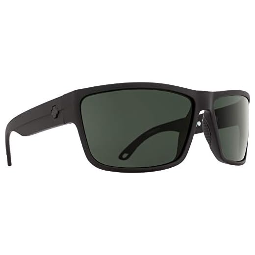 Óculos de sol retangulares polarizados Spy Optic Rocky, Matte Black/Happy Gray/Green Polar, 64 mm