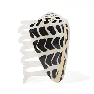 Seashell Digital Print Hair Claw Clip Large - Black Tortoise Pattern with Hebrew & Textile Cone Design, Summer Holiday Hair & Bag Accessory (3.26")