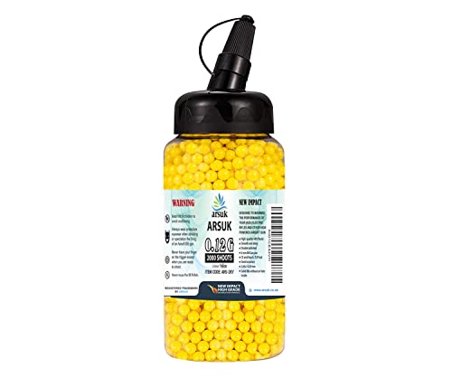 ARSUK Airsoft BB Pellets Balls High-Grade Paintball heavy Duty and Smooth Polished - in Bottles and Bags - 6mm 0.12g,0.20g,0.30g,0.40g BB 2000,3000,4000,5000,10000 Rounds(0.12g Bag of-2000 Yellow)