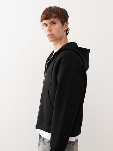 Maniac Store Maniac Men's Solid Black Cotton Fleece Hooded Sweatshirt - Image 4