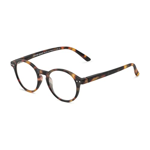Foster Grant Everett Pop of Power Blue Light Reading Glasses Round, Matte Tortoise, 48mm + 1.25