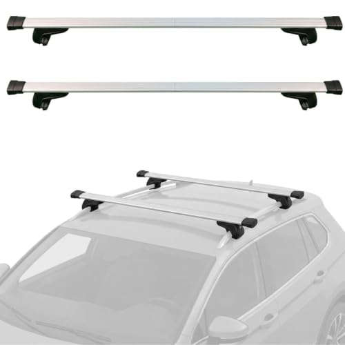 Shield Autocare Universal Aluminium Roof Bars Extendable 140cm (55) Lockable Car Cross Bars with Anti-Theft Keys | Fits Vehicles with Raised Roof Rails | 68kg Load Capacity