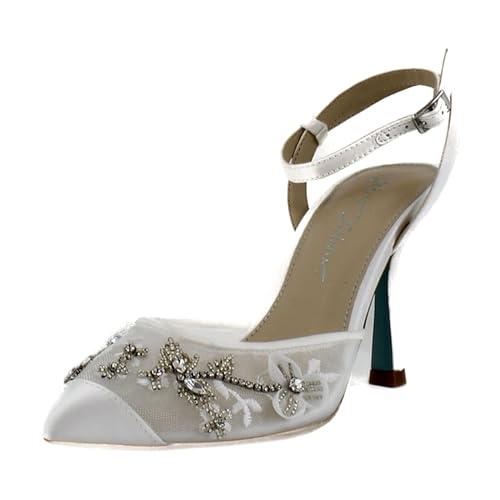 Betsey Johnson Womens Micki Satin Rhinestone Slingback Heels