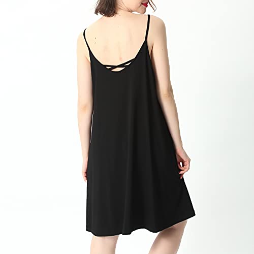 Image of Lu's Chic Women's Nightgown Cami Cotton Sleepwear Plus Size Sleeveless Loungewear