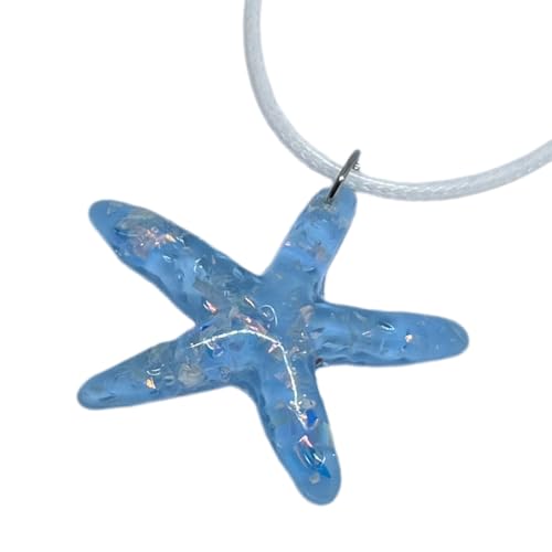 Women Girl Vacation Resin Starfish Pendant Necklace Y2K Jewelry Ornament