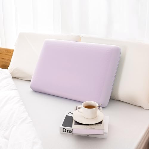 EGOHOME Cooling Gel Memory Foam Pillow - Reversible Cooling Cover, Neck Support for Side, Back and Stomach Sleepers, Removable & Machine Washable, All-Season Comfort, Standard Size, Purple