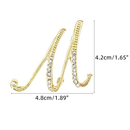Image of Rhinestone Initial Brooch Pin for Women, Alphabet Gold Letter Brooch A-Z with Crystal, Metal Pin for Hat Bag Dress Suit Accessory for Men