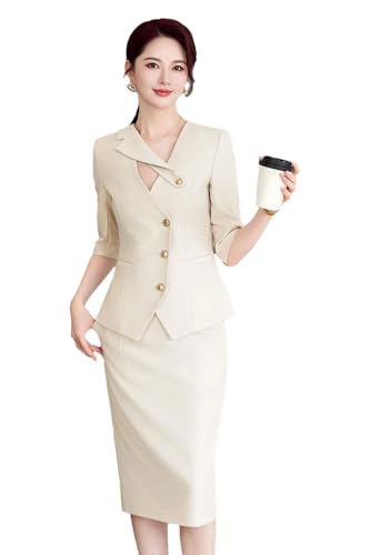 Women's Half-Sleeved Suit Jacket and Skirt Two-Piece Business Elegant Work Suit