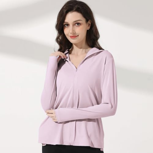 Mingyuezai Jaqueta feminina com proteção solar FPS 50+ com capuz, leve, manga comprida, para caminha