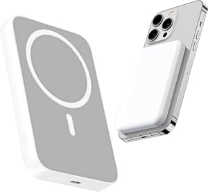 Wireless Powerbank für iPhone, Magnetische Power Bank 5000mAh Schnellladefunktion Ladegerät, Kabellose Tragbares Externer Akku mit USB-C für iPhone 12 13 14 15 16 17 Serie