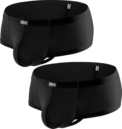 iKingsky Men's Silky Cheeky Boxer Briefs Sexy Brazilian Back Mens Underwear Smooth Mini Cheek Thong Under Panties