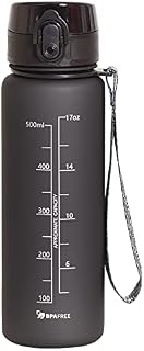 True Face Sports Water Bottle 500ml Adults/Kids Water Bottle with Filter, Tritan Plastic Drinks Bottle For Gym Fitness, Bike Cycling, Soccer Runing, Hiking | Non-Toxic Leakproof BPA-Free Black 500ml