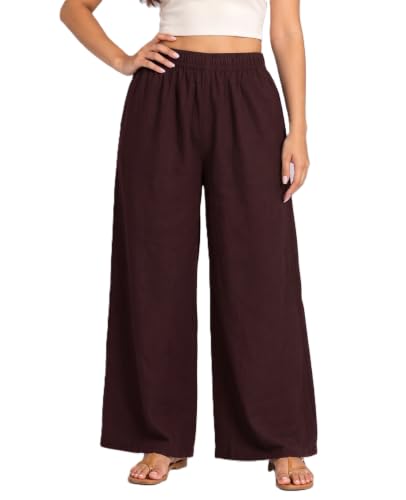 Image of Plaazo Women's Cotton Palazzo | Wide Leg Palazzo for Women | Soft Breathable High Waist Bottom Wear | Comfortable Casual, Office, Travel for Women