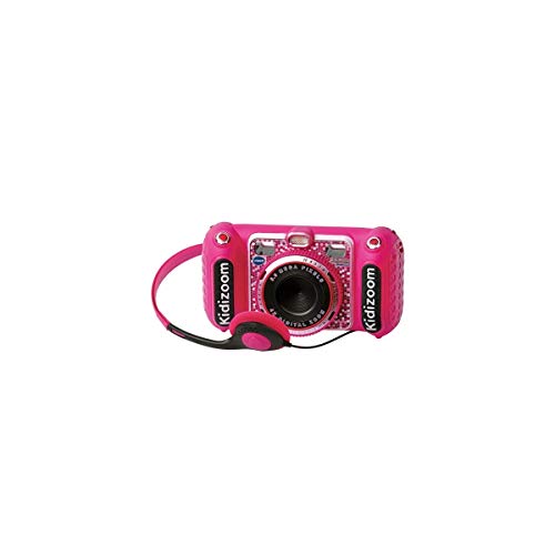 VTech - Kidizoom DUO DX, cámara digital para niños, fotos, vídeos, filtros, reproductor de música, juegos, USB, control parental, color rosa (3480-520057)