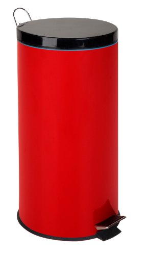 Honey-Can-Do TRS-03026 30-Liter/8-Gallon Stainless Steel Step Trash Can with Liner, Ruby Red