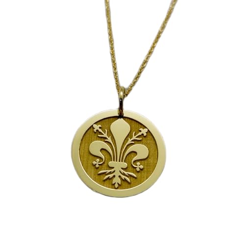 Collier Fleur de Lys en argent sterling plaqué or avec chaîne maille câble pour homme et femme