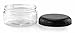 Cornucopia Brands 8oz Clear Plastic Jars w/Black Plastic Lids (6-Pack); BPA Free PET Stackable Containers for Bathroom & Kitchen Storage & Cosmetics