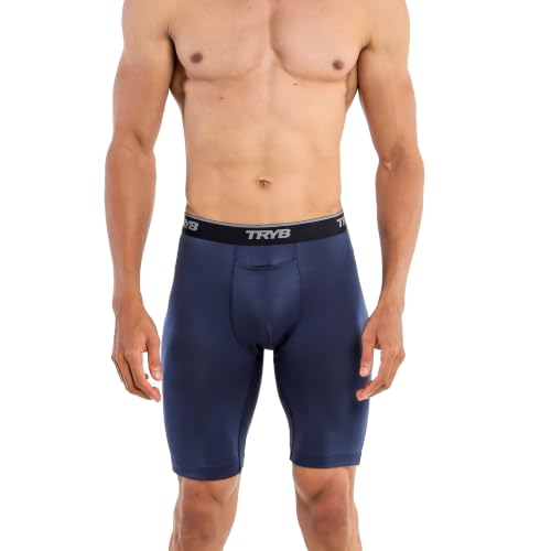 Image of TRYB Men's Compression Shorts & Pants | Sports Innerwear for Gym, Running & Training | Quick Dry, Breathable, 4-Way Stretch, Moisture Wicking, Anti-Chafing Muscle Support Athletic Wear with Pocket