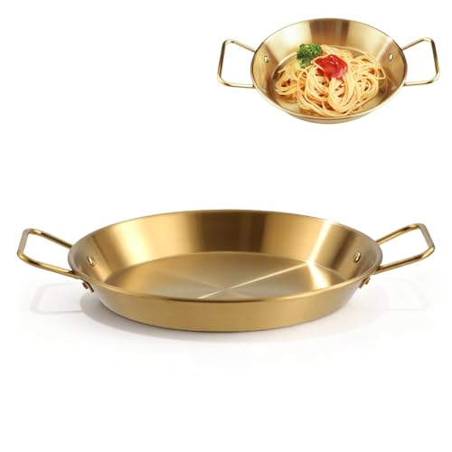 Padella Per Paella Dorata con Manici, Padella Per Paella Spagnola in Acciaio Inossidabile Padelle Volanti da Campeggio Doppio Manico Piatto di Aragosta Per Frutti di Mare Pentole Per Paella Per Ristor