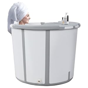 mufojyez Draagbare badkuip voor volwassenen, 78,7 cm Cilinder Opvouwbare badkuip, Ontspannend bad, Opvouwbare badkuip voor kleine ruimtes, opvouwbare badkuip voor warm bad, ijsbad, SPA-bad, vrijstaand
