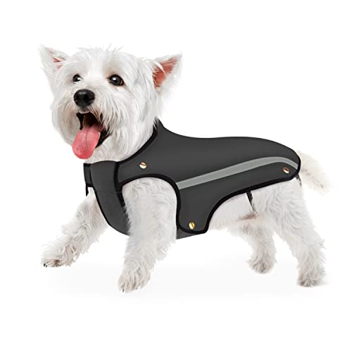 SlowTon Hundejacke Wasserdicht, Hunde Mantel, Verstellbarer Nacken und Brustgröße Haustierweste mit reflektierenden Streifen Wasserdichter Hundepullover Schneeanzug Warm Halten (S, Grau) Cover