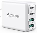 USB C Charger, 40W 4-Port USB C Charger Block, Fast Charging Block Dual Port PD+QC Wall Plug Multiport Type C Compatible with iPhone 12/13/14/15/16/Pro Max/XS/XR/8/7/Tablet