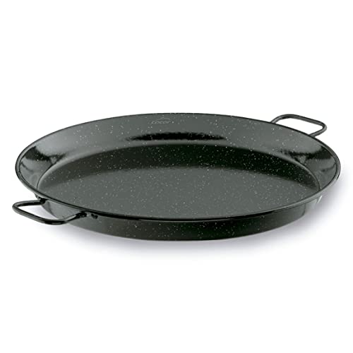 LACOR - 60182 - Padella per paella in ferro maltato, mini paella, ideale per presentare, servire e cucinare, coperchio con acciaio smaltato, Ø32 cm