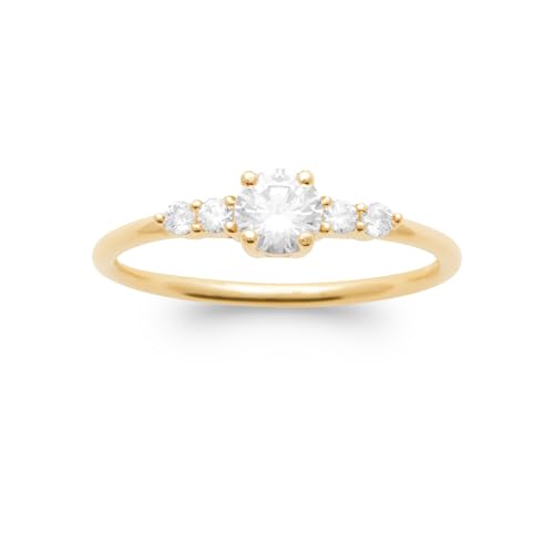 Bijouxenvogue Anillo de Oro Baño con Circón Talla 52