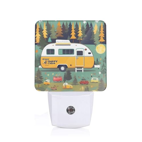 Happy Bus Camper - Luz nocturna enchufable para adultos para dormitorio, pasillo, baño, dormitorio, sala de estar