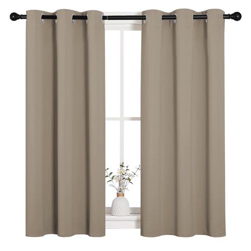 Image of NICETOWN Bedroom Curtain Panels Blackout Draperies, Thermal Insulated Solid Grommet Blackout Curtains /Drapes (Taupe, 1 Pair, 34 by 45-inch)